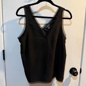 Halogen Black V-Neck Tank Top-#1197